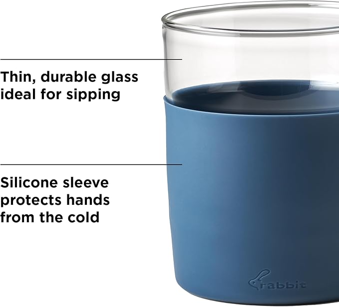 Rabbit Freezable Whiskey Glasses, Set of 2 Chilling Whiskey Glasses with Silicone Sleeve, 8oz No-Dilution Glasses for Whiskey, White Wine and Cocktails, Keep Drinks Cold for Hours, No Ice Needed | Ideal for whiskey, white wine & mixed drinks, chills wi...
