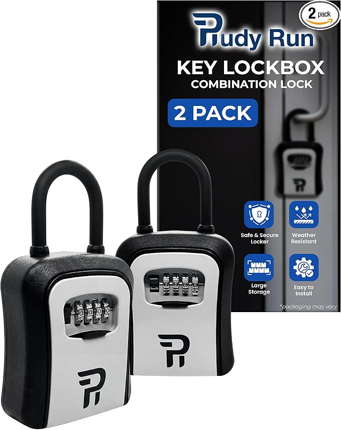 Key Lock Box for Outside – Large Outdoor Lockbox for Keys with Code, 4-Digit Combination Hidden Safe to Hide a Key Outside, Portable Safe Key Storage, 6.7 in, 2 Packs