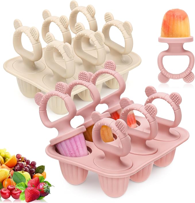 2Packs Silicone Baby Popsicle Molds with Sticks | Breastmilk Popsicle Molds for Teething Relief, Frozen Treats Maker Popsicle Maker Ice Pop Mold for Toddlers Kids