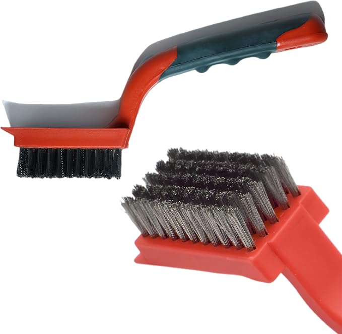 Steel Wire Brush for Cast Iron Skillet with Ergonomic Handle | Heavy-Duty Steel Bristles, 7 in Tall, For Stubborn Residue On Cast Iron Pans, Skillets And Griddles