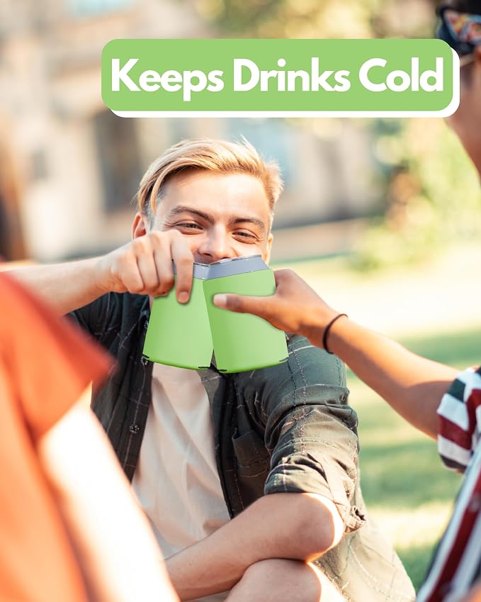 PartyPrints 100 Pack Lime Green Blank Can Cooler Sleeves, Customizable Bulk Insulated Foam for Beer, Collapsible Plain Drink Holder, Cold Soda Insulator, 12oz Regular, 16oz Tall Cans