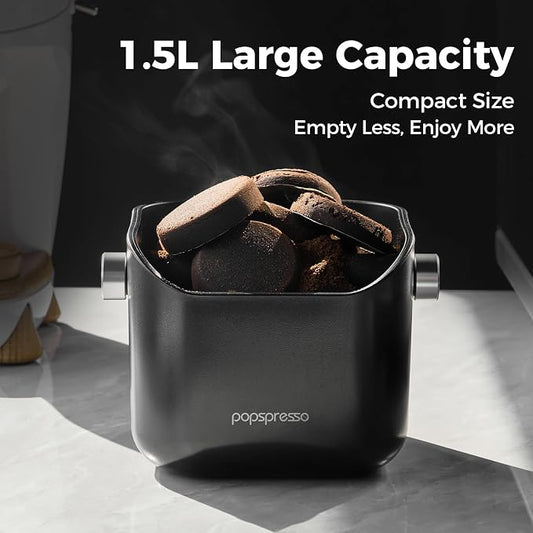 3 In 1 Espresso Knock Box Set, Coffee Puck Disposal Box with Cleaning Brush and Towel, Detachable Quiet Silicone Bar Coffee Ground Bin, Durable Barista Maintenance Tools