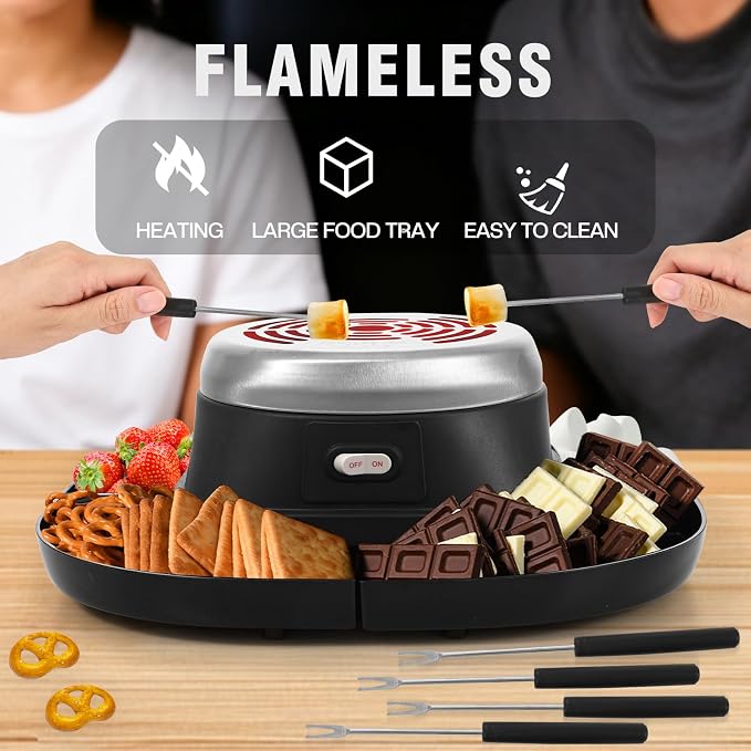 Electric S'mores Maker Tabletop Indoor Smores Kit, Flameless Electric Marshmallow Roaster, With 4 Marshmallow Roasting Sticks and 4 Trays Movie Night Supplies