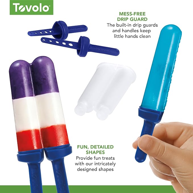 Tovolo Twin Popsicle Mold with Sticks Reusable Ice Pop Molds for Flavored Popsicles Treats Frozen Snacks, Silicone Popsicle Maker with Stand for the Freezer BPA Free Dishwasher Safe (Pack of 24)