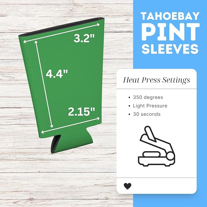 TahoeBay Blank Pint Glass Sleeves, Beer Coolers, 6-Pack, Kelly Green | Insulating Foam Cooler, 16oz Collapsible Tapered Beverage Holder, Bar Cup Insulator for Transfer Vinyl, HTV, Sublimation, DTF