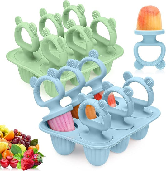 2Packs Silicone Baby Popsicle Molds with Sticks | Breastmilk Popsicle Molds for Teething Relief, Frozen Treats Maker Popsicle Maker Ice Pop Mold for Toddlers Kids