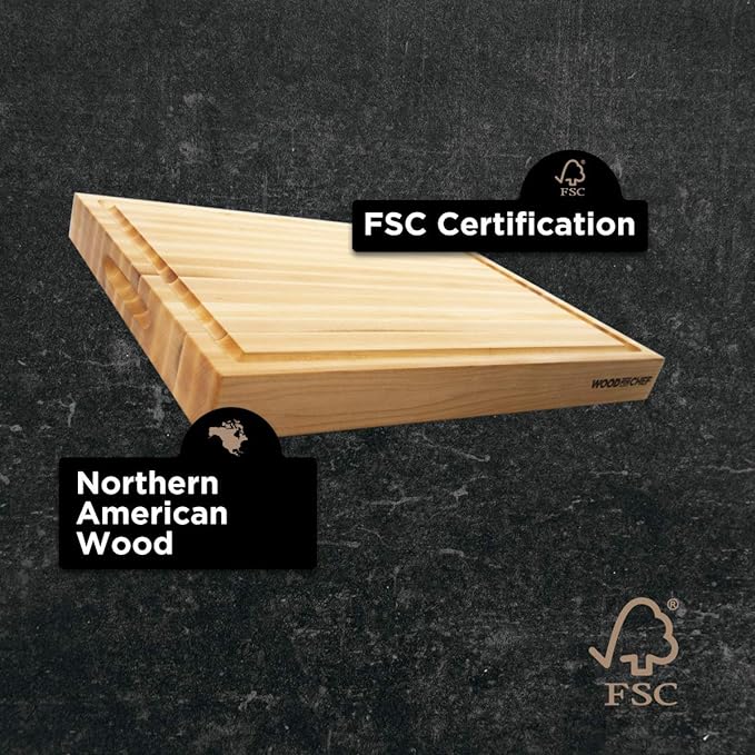 24" Classic Maple Reversible Cutting Board with Juice Groove | Folding Design, HDPE Lumber, Weathered Wood Finish, Wide Armrests, Contoured Seat, Outdoor Patio Use