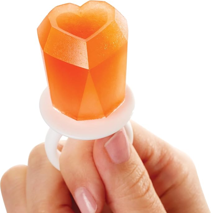 ZOKU Ring Pop Molds - 8 Silicone Popsicle Molds with Reusable Ring Sticks, Makes Gem, Jewel and Heart-Shaped Ice Pops, Easy-Release, BPA-Free