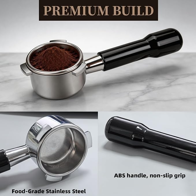 54mm Bottomless Portafilter, 3 Ears Espresso Portafilter with 18-20g Basket fit Breville Bambino Barista BES870XL, BES450BSS, BES876BSS, BES880BSS, 878BSS, 500BSS, 840XL Express Machines (Black)