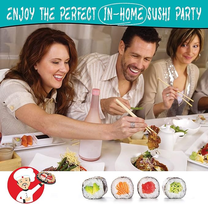 Sushi Making Kit, 22pcs Roller Maker for Beginners With Guide Book, Bazooka, Knife, Mat, Avocado Slicer, Chopsticks, Sauce Dishes & More - Sushi Lover's Gift