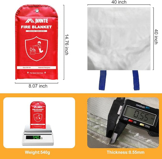 Emergency Fire Blanket-2 Pack for Home and Kitchen - 40"x40" Fiberglass Fire Blankets for Emergency Survival Safety (1m-2pack)