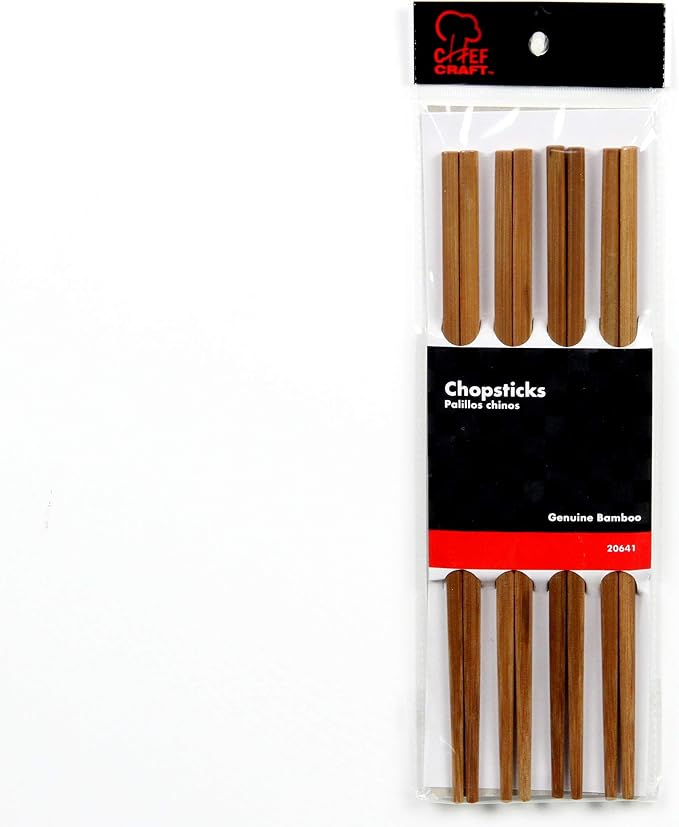 Chef Craft Select Bamboo Chopsticks 4 piece set, Natural (Pack of 2)