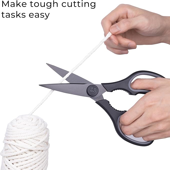 Kitchen Scissors All Purpose Kitchen Shears with Magnetic Holder, Soft Grip Handle Cooking Scissors Dishwasher Safe with Come Apart Blade Heavy Duty Scissors for Meat, Vegetable, Herb, Black