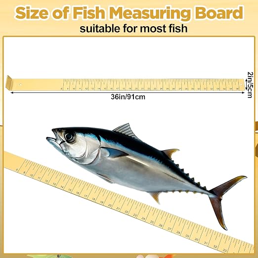 Zonon 1/8" x 2" x 36" Fish Measuring Board Anodized Aluminum Fish Ruler Yellow Corrosion Resistant Boat Measuring Tool for Fishing Competition Fresh and Salt Water
