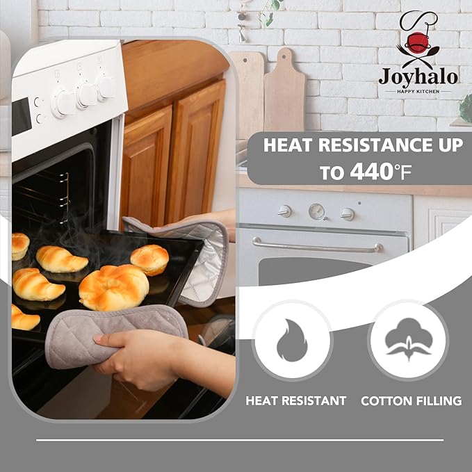 Joyhalo 6 Pack Pot Holders for Kitchen Clearance | Cotton Oven Holder with Great Heat Resistance, Potholders Sets for Kitchen, Countertops, Hot Pots and Pans, Grey