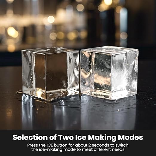 Kismile Clear Ice Cube Maker, 1.6" Square Ice Cubes,3 Pcs in 20 Mins, 155pcs/Day, 24H Timer, Self-Cleaning, Ice Maker Countertop with 5 Ice Sizes, for Whiskey, Cocktails & Bourbon