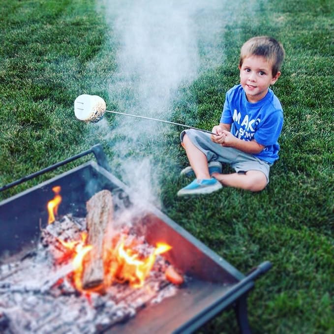 MalloMe Smores Sticks for Fire Pit - Accessories for Campfire Marshmallow Roasting Sticks Smores Kit Outdoor - Smore Skewers Hot Dog Fork For Outside, Camping Essentials Bonfire Gear Long 32" 5 Pack