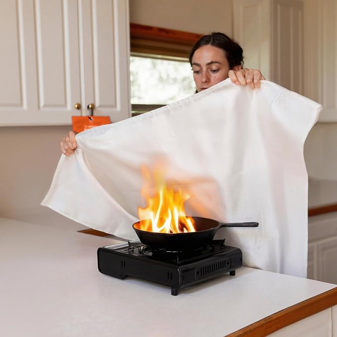 Emergency Fire Blanket 4 Pack 40"x40", Essential Fire Safety Blanket for Kitchen Home Garage Car Fireplace RV Camping