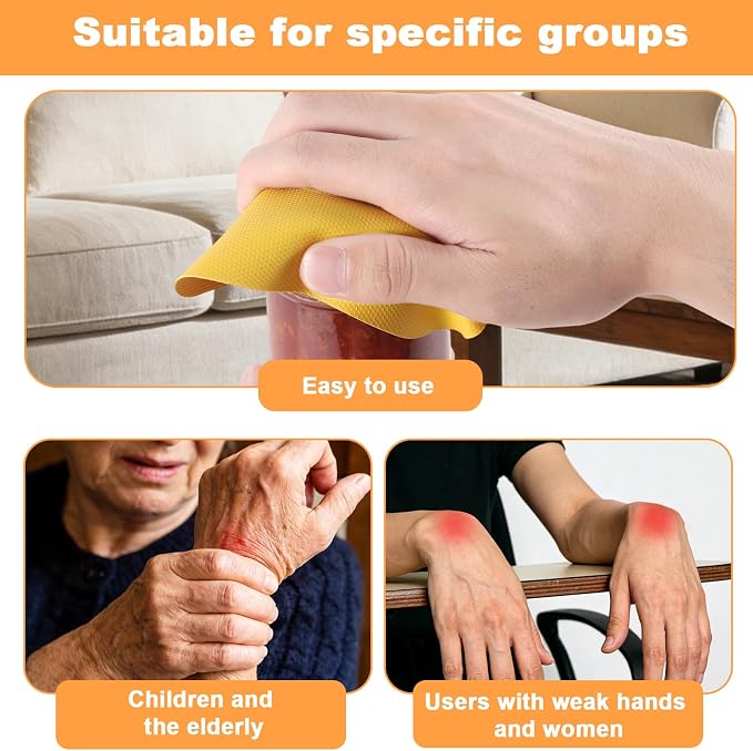 LUTER 4pcs Jar Opener Gripper Pads for Kitchen & Coasters(Yellow, Gray) | Non-slip Rubber Jar Grippers Multi-function Jar Opener for Seniors Weak Hands Bottles Cans and Daily Kitchen Use