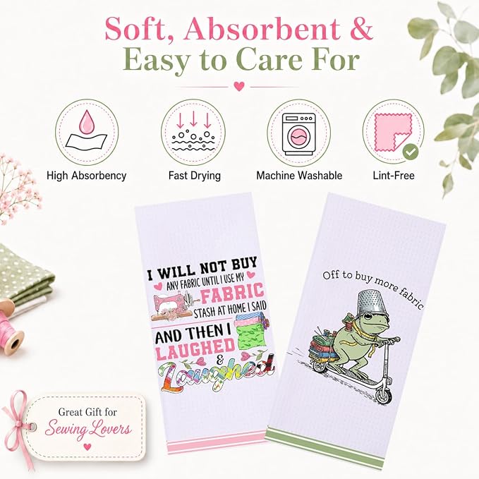 LXOMILL Quilting Gifts for Women, Funny Sewing Kitchen Towel for Quilters