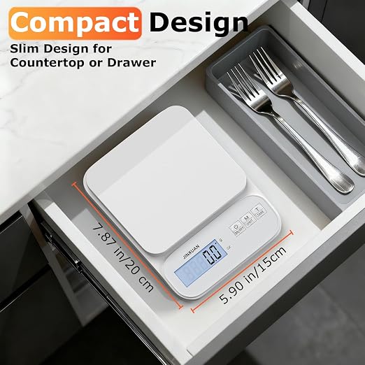 Kitchen Scale Food Scale 5kg/0.1g Digital Scale Food Weighing Scale for Cooking Baking Weight Loss, Rechargeable Coffee Scale Precision Baking Scale with Large Backlit LCD Display, USB Cord