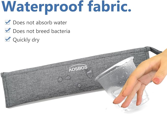 Aosbos Reusable Straws Carrying Case, Portable Small Pouch for Metal, Paper, Plastic, Silicone Disposable Straws, Stainless Steel Chopstick - Grey