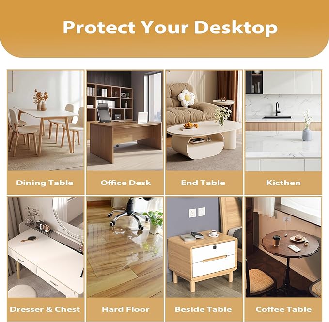 Clear Table Protector 40 x 80 Inch, 1.4mm Thick Waterproof PVC Plastic Table Cover, Durable Table Pad for Dining Room, Kitchen, Writing Desk, and Coffee Tables