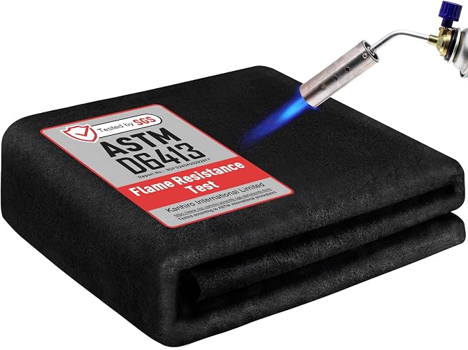 kanhiro 4x6 Feet Large Welding Blanket Fireproof Pad, 5mm Thickened Resistant Carbon Felt Cloth, Flame Retardant Fabric, Heat Shield for Soldering, Firepit, Grill Cover, Smoker