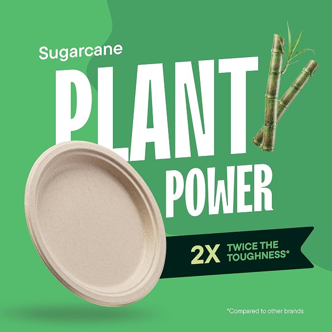 100% Compostable Paper Plates, Heavy Duty Disposable Plates [125-Pack] 9 Inch Plates - Eco-Friendly, Biodegradable Sugarcane Bagasse, Natural Unbleached Brown 9" Dinner Paper Plate Disposable | Eco-Friendly Biodegradable Sugarcane Bagasse Dinner Plates...
