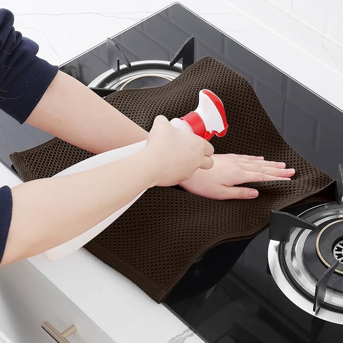 Homaxy 100% Cotton Waffle Weave Kitchen Towels, 5-Pack, Dark Brown | 13 x 28 Inches, Ultra Soft Absorbent Dish Towels, Quick Drying Cleaning Towels