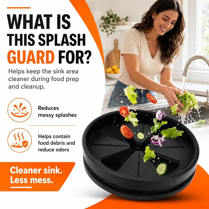 Garbage Disposal Splash Guard, 3 3/8" Upgraded for InSinkErator Evolution Series QCB-AM Sink Baffle Drain Insert, Kitchen Sink Splash Guard Sink Stopper Removable Garbage Disposer (Black 1 pcs)