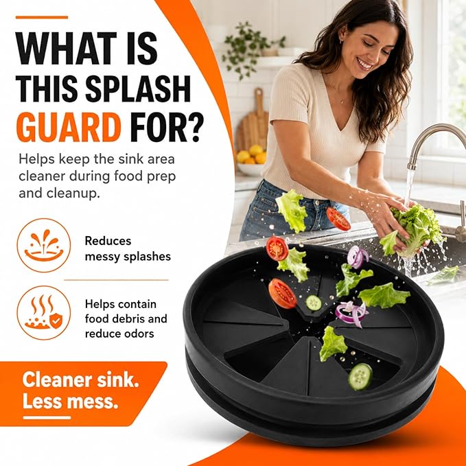 Garbage Disposal Splash Guard, 3 3/8" Upgraded for InSinkErator Evolution Series QCB-AM Sink Baffle Drain Insert, Kitchen Sink Splash Guard Sink Stopper Removable Garbage Disposer