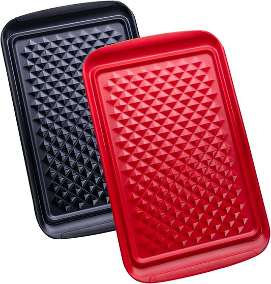 LEHAHA Grilling Prep and Serve Trays, BBQ Serving Platter, Melamine Serving Trays for Food, Set of 2, Great Gift for Father's Day, BBQ Lovers, Prefect for Chrismas Festival and Everyday use.