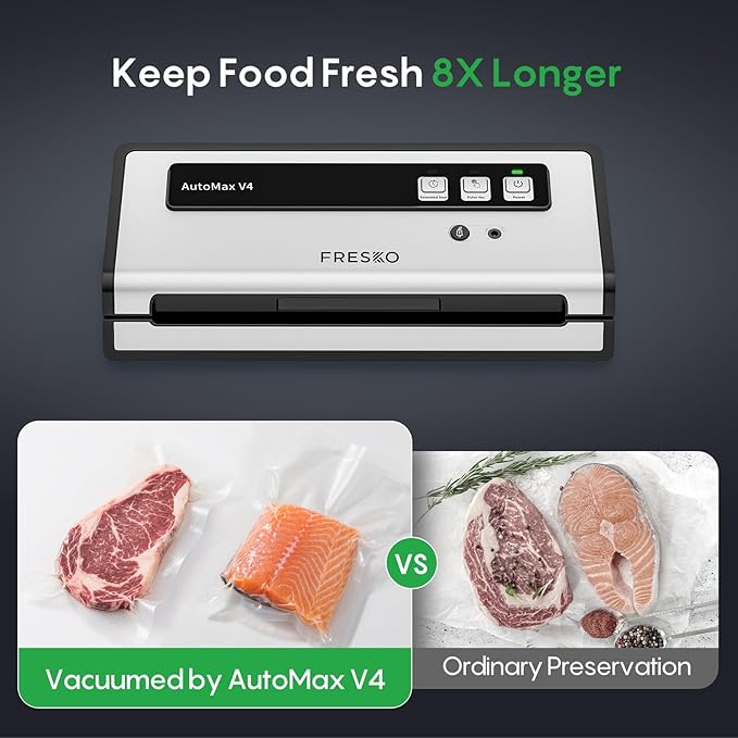 FRESKO Vacuum Sealer Machine with Automatic Bag Detection, Mason Jar Vacuum Accessory Set, Double Heat Seal, Easy to Use, Starter Kits