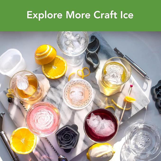 Tovolo Crystal Clear Ice Cube Maker King Cube System for Perfectly Clear Ice Cubes for Whisky Bourbon Cocktails, Seamless 2 Inch Rocks Set of 4 Molds Creates Premium Craft Ice