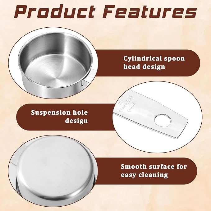 2 Pcs 1/3 Cup Stainless Steel Measuring Cups, (80ml, 3oz) Cat Food Scoop 1/3 Cup Scoop Metal Kitchen Measuring Cups Measure Scoops for Wet and Dry Ingredients, Cooking, Baking, Dishwasher Safe