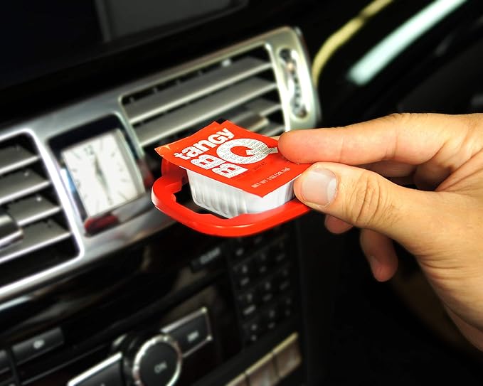 Saucemoto Dip Clip | Vehicle Sauce Holder for Dipping sauces. As seen on Shark Tank (Stocking Stuffer 2-Pack, Red) Great for White Elephant Gift