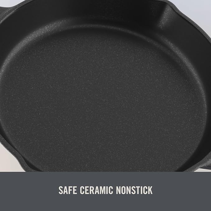 DASH Zakarian x Nonstick Cast Iron Skillet - Versatile Frying Pan Cookware - Oven-Safe Searing Skillet with Pour Spout and Quick-Clean Surface - Rust-Resistant - Cranberry, 11-Inch