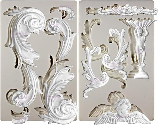 Baroque Style Ornament Curlicues Silicone Molds 3-Count Cherub Birdbath Scrollworks Art Deco Inspired Lace
