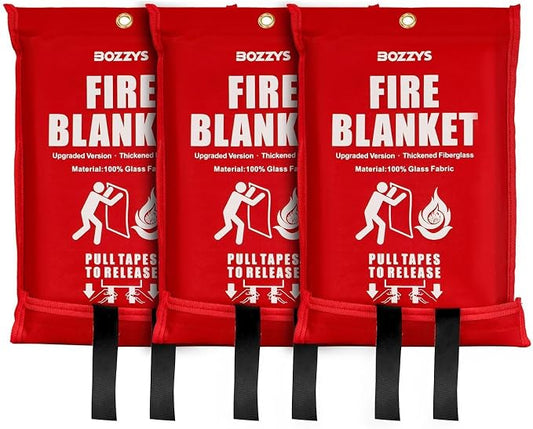 Fire Blanket 3-Pack | Fiberglass Prepared Fire Suppression | 60"x60" Fire Blankets Emergency for Home and Kitchen