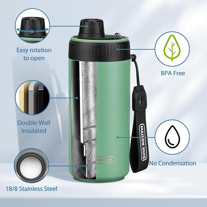 4 In 1 Beer Can Cooler Bottle Holder with Drinking Spout Lid for 12oz Regular, Slim Skinny Cans and Thermal Bottles,Sealed Insulated Double Wall Vacuum Stainless Steel Can Keeps Your Drinks Cold
