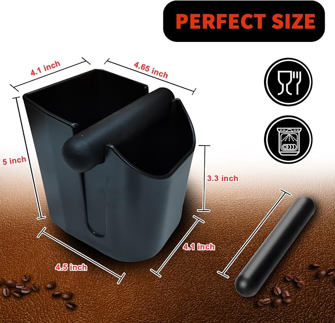 HOMEE Espresso Knock Box Coffee Knock Box Shock-Absorbent Durable Non-Slip Base Espresso Machine Accessories Espresso Dump Bin