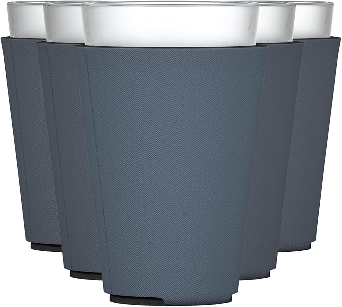 TahoeBay Blank Pint Glass Sleeves, Beer Coolers, 6-Pack, Charcoal | Insulating Foam Cooler, 16oz Collapsible Tapered Beverage Holder, Bar Cup Insulator for Transfer Vinyl, HTV, Sublimation, DTF