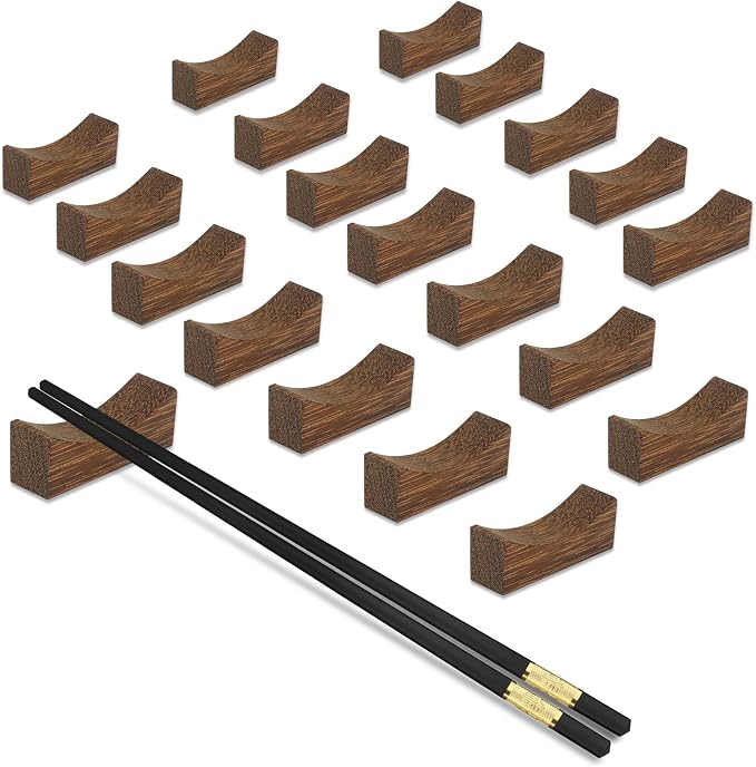 20pcs Quality Chopsticks Rests and Holders for Home Kitchen Hotel Restaurant Dining, Natural Wooden Cutlery Stand Rack Set for Holding Spoons Forks Knives Chop Sticks etc. Neatly and Stably