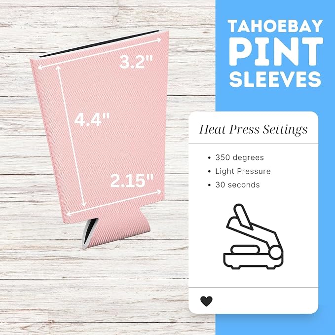 TahoeBay Blank Pint Glass Sleeves, Beer Coolers, 6-Pack, Blush | Insulating Foam Cooler, 16oz Collapsible Tapered Beverage Holder, Bar Cup Insulator for Transfer Vinyl, HTV, Sublimation, DTF