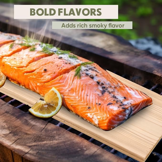 Landical 3/6/10/13/20 Pcs XL XXL Large Cedar Plank for Grilling Salmon Thicker Design Full Filet of Meat Fish Veggies Adding Extra Smoke and Flavor Soaking Fast Easy to Use(10 Pcs,15 x 7 Inches)