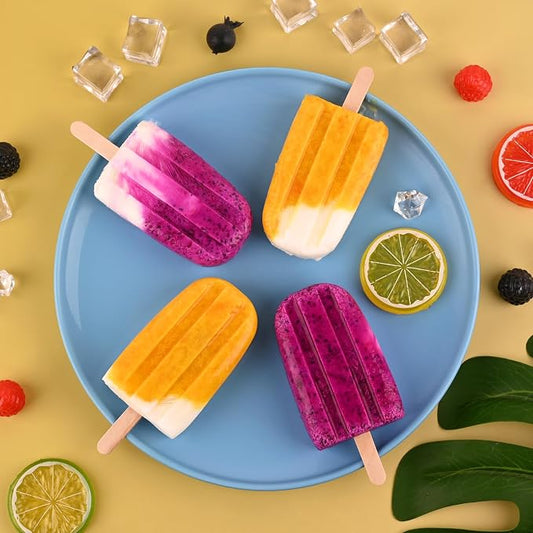 WMKGG Popsicle Silicone Molds Set, 2 PCS Ice Cream Molds with 50 Wooden Sticks for Cake Pop, Ice Pop, Cakesicles (White)