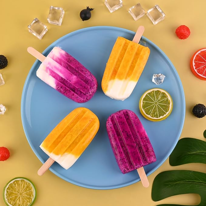 WMKGG Popsicle Silicone Molds Set, 2 PCS Ice Cream Molds with 50 Wooden Sticks for Cake Pop, Ice Pop, Cakesicles (Pink)
