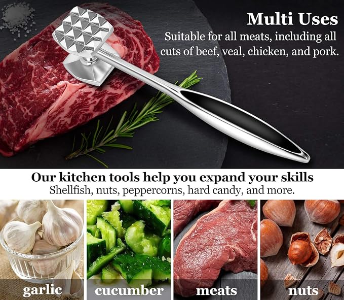 Aliglow Meat Tenderizer Hammer Tool Mallet Pounder for Kitchen Tenderizing Steak Beef Poultry