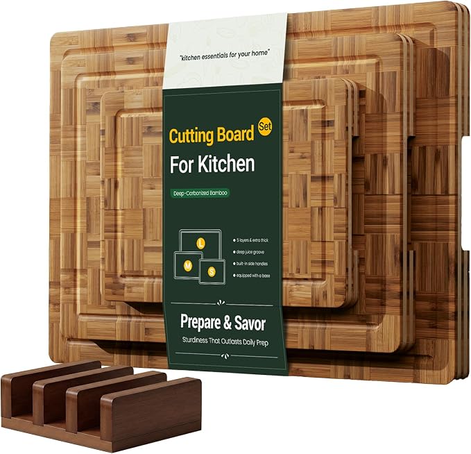 Large Cutting Board Set,Bamboo Wood Cutting Boards For Kitchen,3 Packs | Chopping Board With Juice Groove, For Butcher Block,Vegetables,Fruits And Cheese